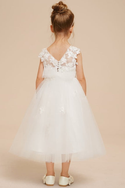 Robe Dentelle Enfant Blanche Florale - gallery 5