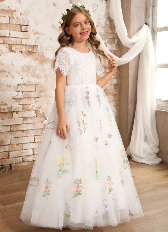 Robe Dentelle Tulle Marine Fleurie - gallery 2