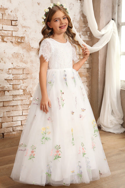 Robe Dentelle Tulle Marine Fleurie - gallery 2
