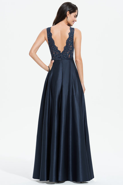 Robe Dentelle Noire Satinée - gallery 3