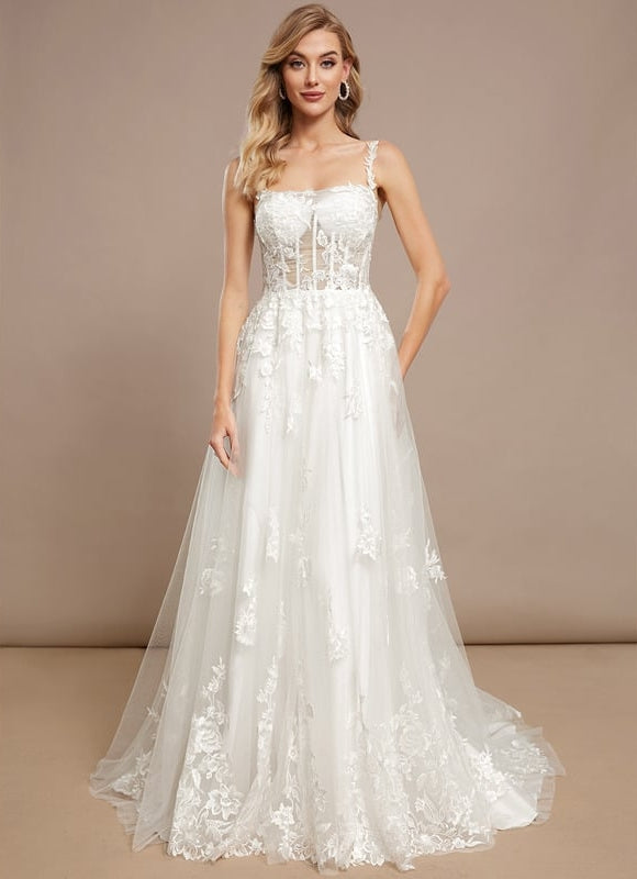 Robe Dentelle Princesse Tulle Floral - gallery 1