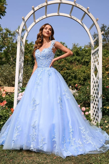 Robe Dentelle Bal Bleu Pastel - gallery 3