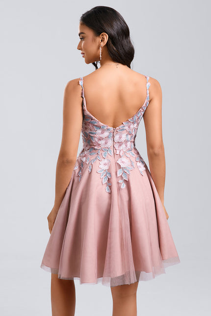Robe Dentelle Courte Tulle Floral - gallery 6