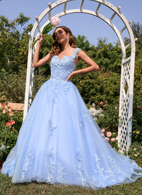 Robe Dentelle Bal Bleu Pastel