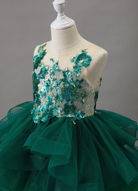 Robe Dentelle Festive Émeraude - gallery 5