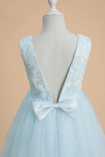 Robe Dentelle Tulle Bleu Ciel - gallery 6