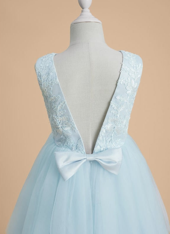 Robe Dentelle Tulle Bleu Ciel - gallery 6