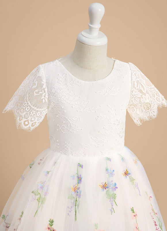 Robe Dentelle Tulle Marine Fleurie - gallery 6
