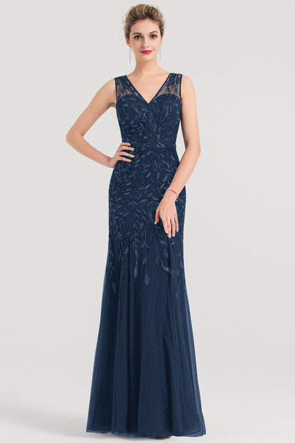Robe Dentelle Marine Pailletée