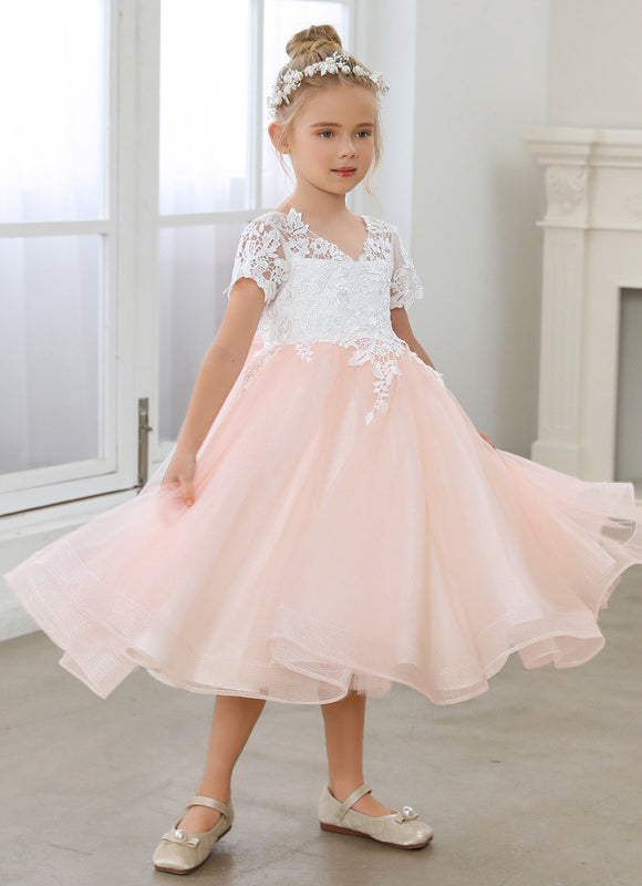 Robe Dentelle Rose Vaporeuse - gallery 3