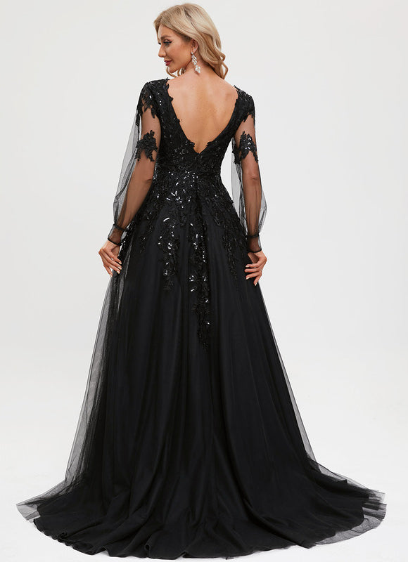 Robe Dentelle De Soirée Scintillante - gallery 9