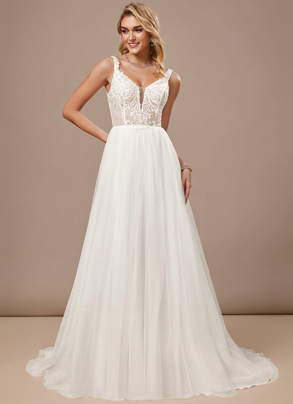 Robe De Mariee Fluide Et Dentelle - gallery 1