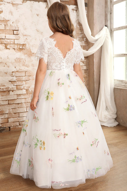 Robe Dentelle Tulle Marine Fleurie - gallery 4