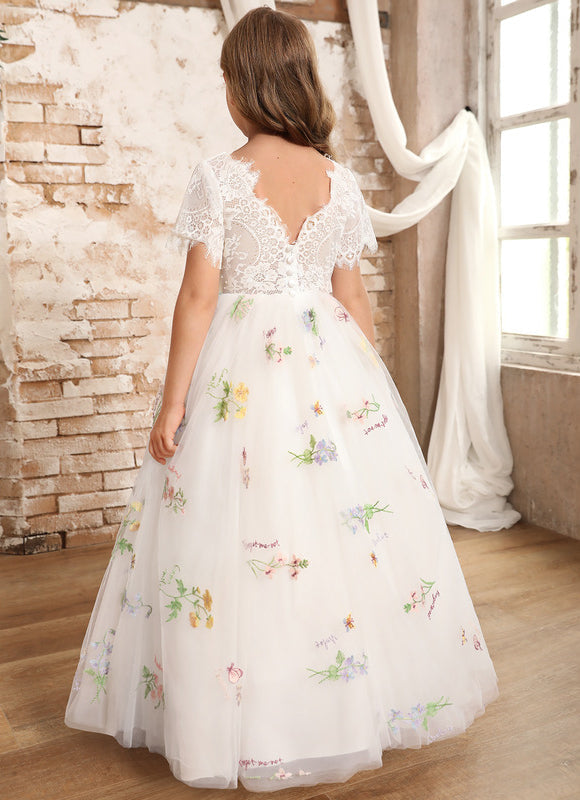 Robe Dentelle Tulle Marine Fleurie - gallery 4