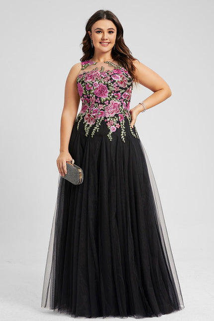 Robe Dentelle Tulle Noir Floral - gallery 6