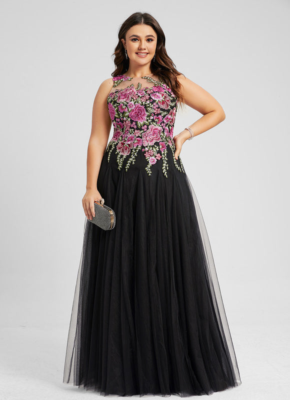 Robe Dentelle Tulle Noir Floral - gallery 6