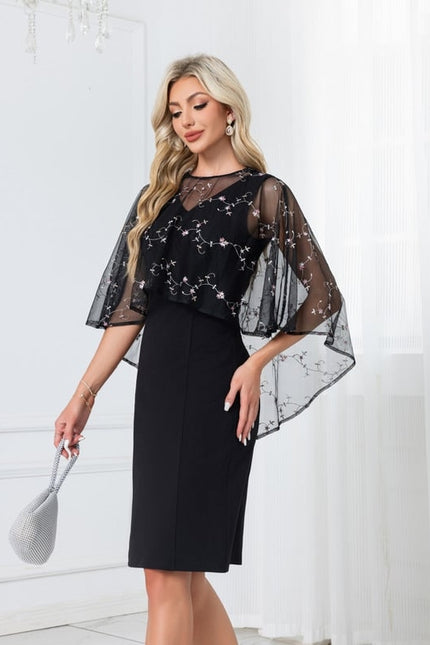 Robe Dentelle Noire Brodée - gallery 3