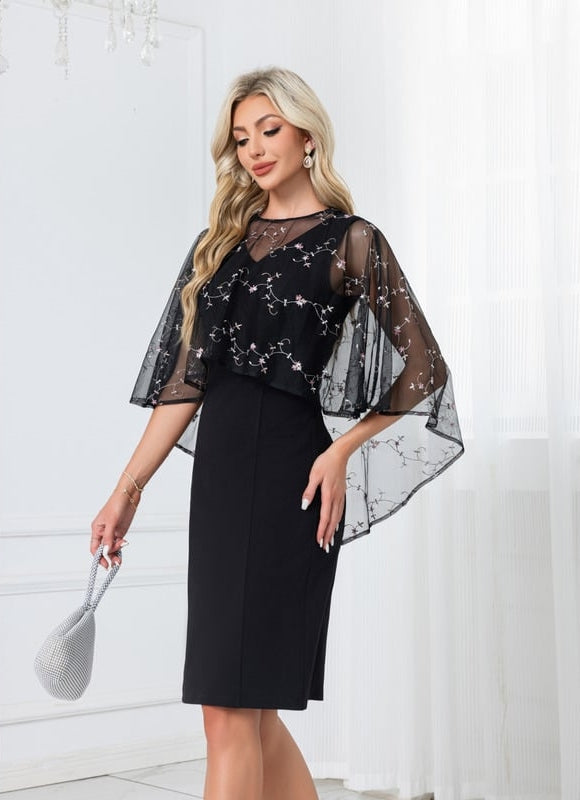 Robe Dentelle Noire Brodée - gallery 3