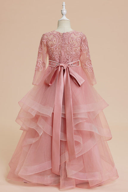 Robe Dentelle Volants Rose - gallery 4