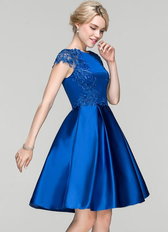 Robe Dentelle Satinée Azur