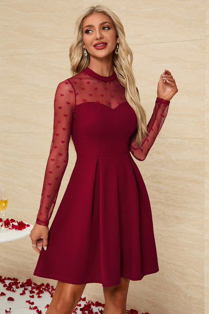 Robe Dentelle Trapèze Bordeaux Transparente - gallery 4