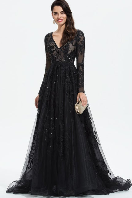 Robe Dentelle De Soirée Scintillante - gallery 3