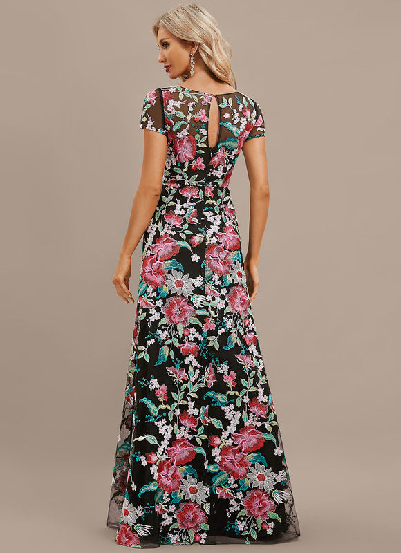 Robe Dentelle Satin Noir Floral - gallery 8