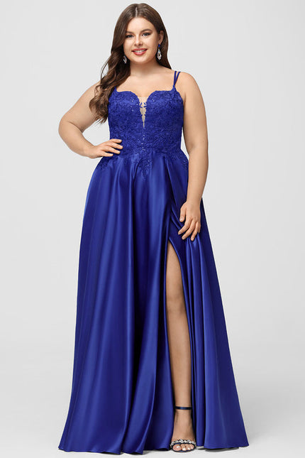 Robe Dentelle Satin Bleu Éclat - gallery 9