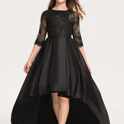 Robe Dentelle En Satin Noir Chic