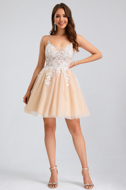 Robe Dentelle Courte Tulle Floral - gallery 4