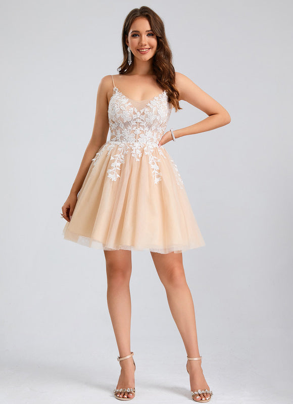 Robe Dentelle Courte Tulle Floral - gallery 4