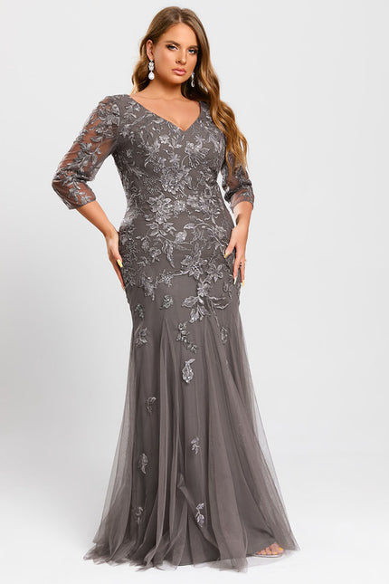 Robe Dentelle Argentée Élégante - gallery 8
