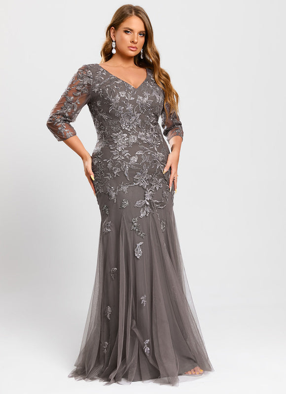 Robe Dentelle Argentée Élégante - gallery 8