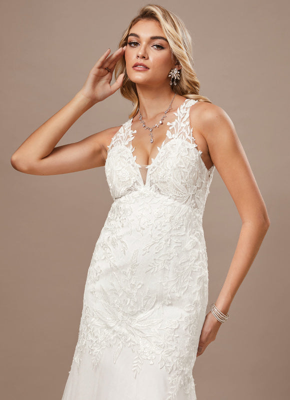 Robe Dentelle Sirène Tulle Élégante - gallery 5