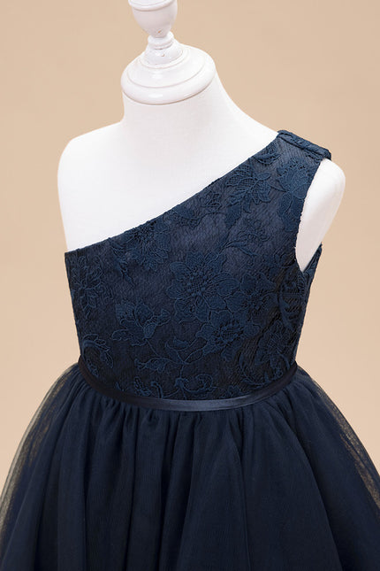 Robe Dentelle Asymétrique Tulle Fleuri - gallery 6