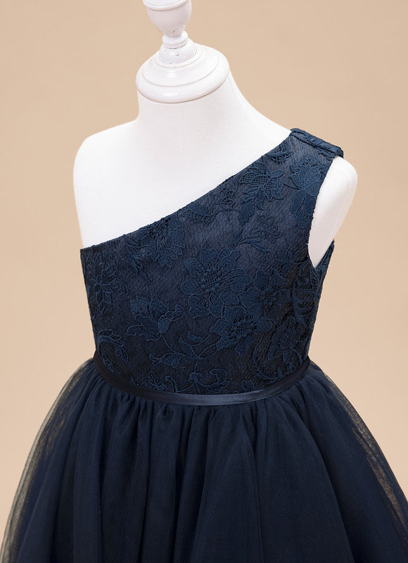 Robe Dentelle Asymétrique Tulle Fleuri - gallery 6