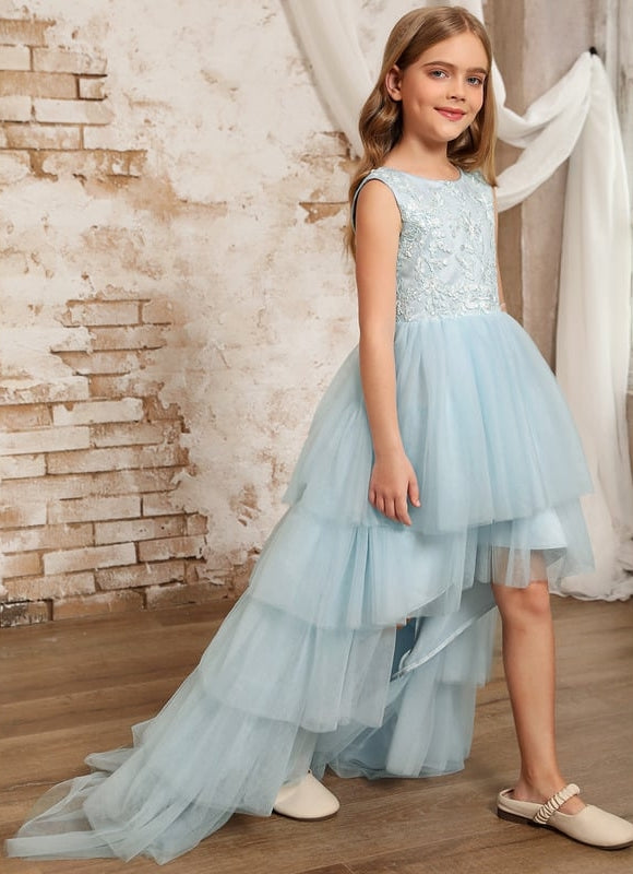 Robe Dentelle Tulle Bleu Ciel - gallery 7