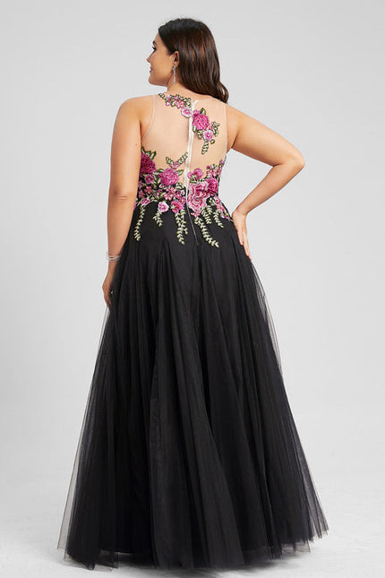 Robe Dentelle Tulle Noir Floral - gallery 9