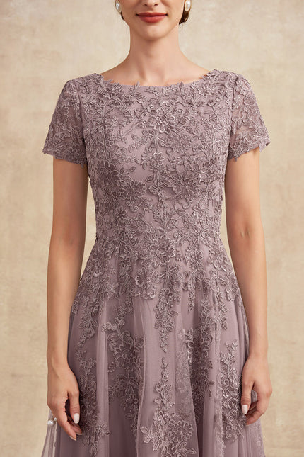 Robe Dentelle Mauve Ornée - gallery 7