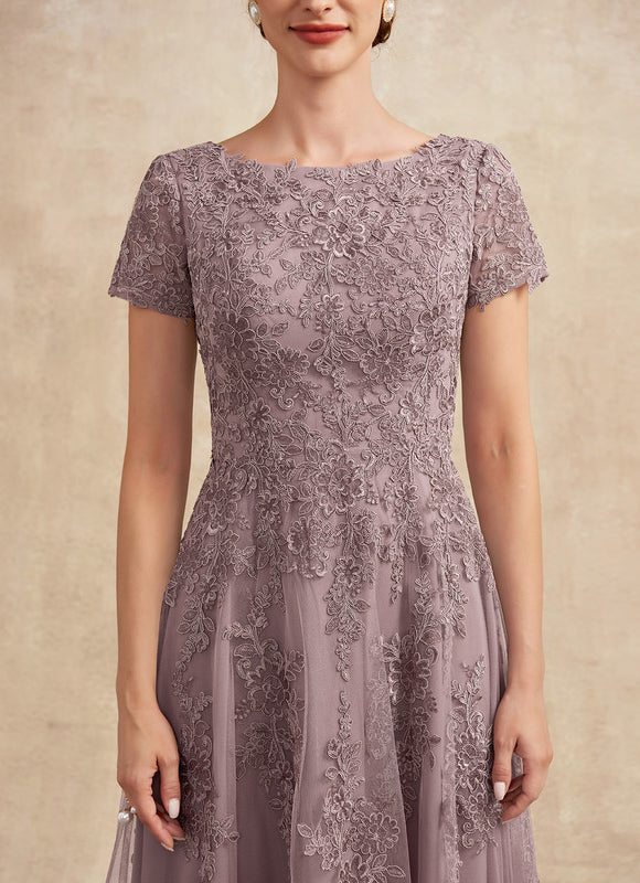 Robe Dentelle Mauve Ornée - gallery 7