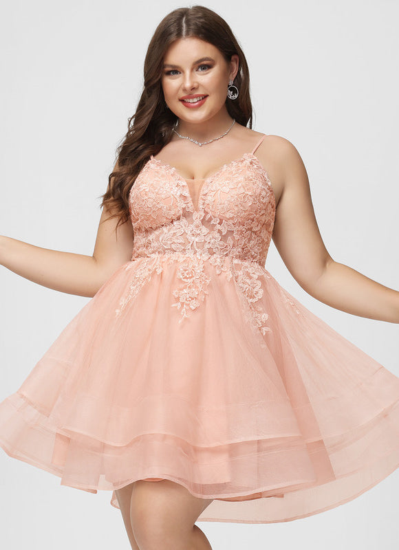 Robe Dentelle Courte Tulle Floral - gallery 7