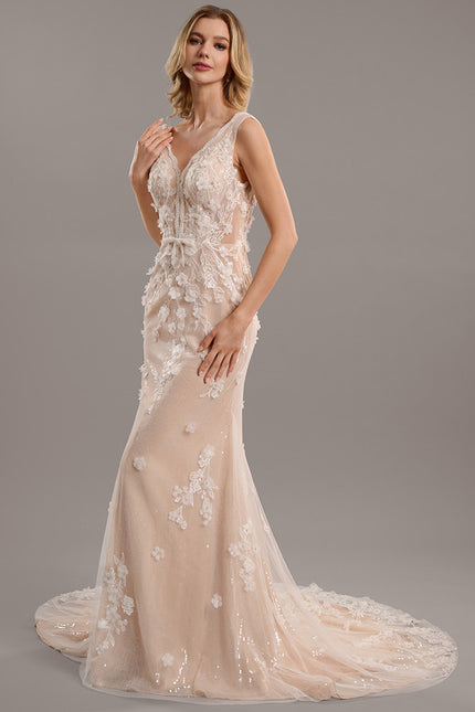 Robe Dentelle Sirène Perlée - gallery 4