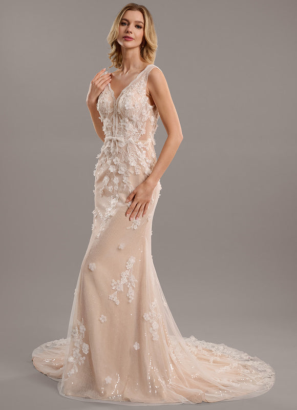 Robe Dentelle Sirène Perlée - gallery 4