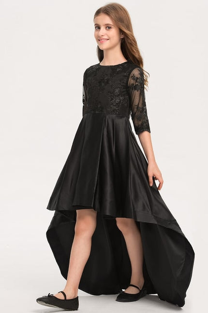 Robe Dentelle En Satin Noir Chic - gallery 3
