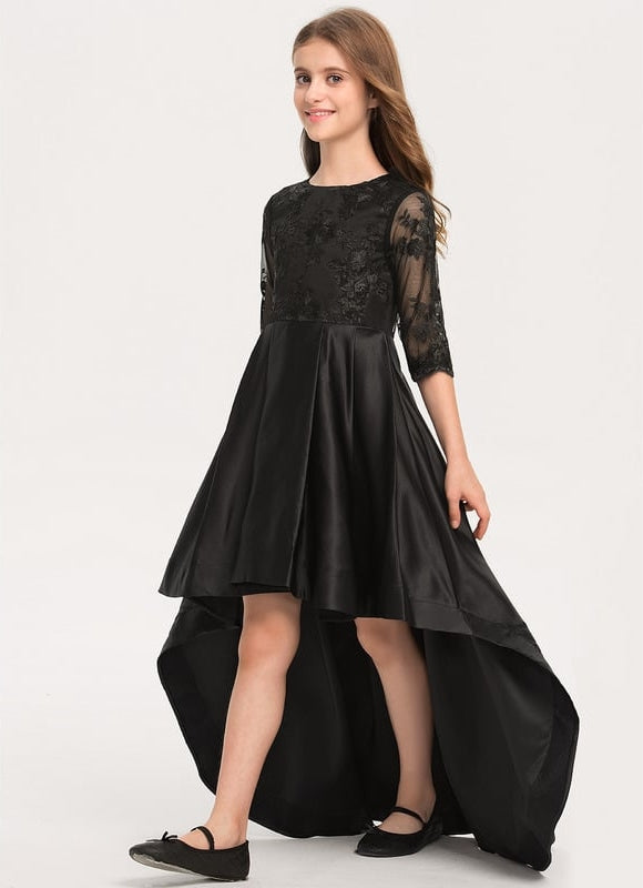 Robe Dentelle En Satin Noir Chic - gallery 3