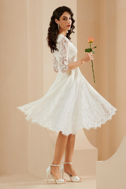 Robe Dentelle Dentelle Écrue - gallery 3