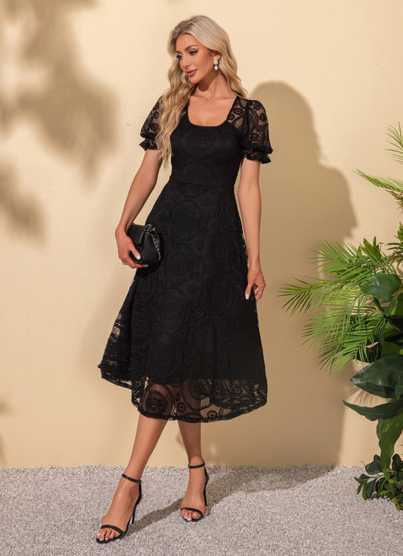Robe Patineuse Noire Dentelle