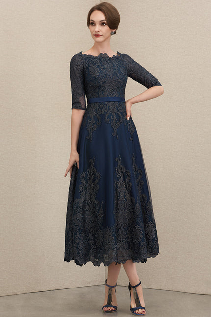Robe Dentelle Évasée Satinée - gallery 3