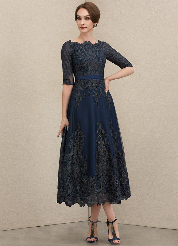 Robe Dentelle Évasée Satinée - gallery 3