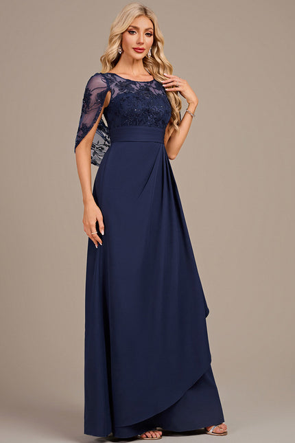 Robe Dentelle Élégante Bleu Nuit - gallery 4